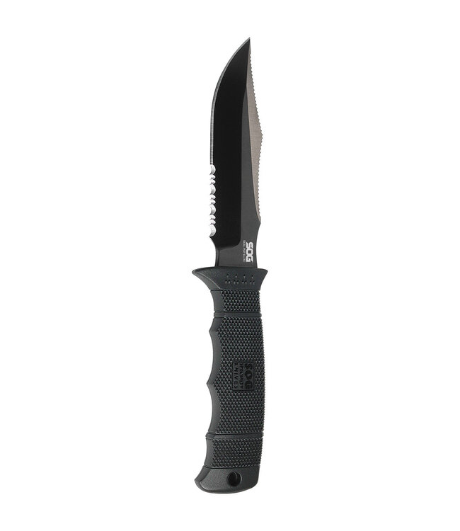 Seal Pup Elite Black Tini Serrated w/Sheath