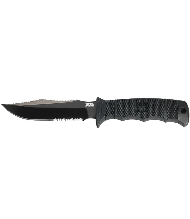 Seal Pup Elite Black Tini Serrated w/Sheath