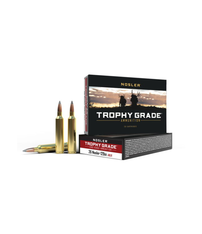 Nosler Trophy Grade Accubond LR Rifle Ammunition 26 Nosler - 129gr ABLR