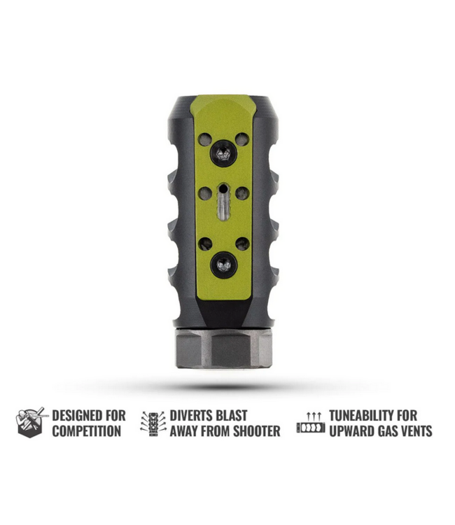 Comp Muzzle Brake 4 Port 308"  5/8"-24  Black/Green