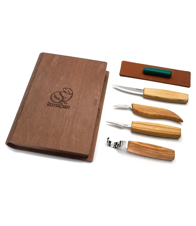 Beavercraft Set of 4 Knives in a Book Case