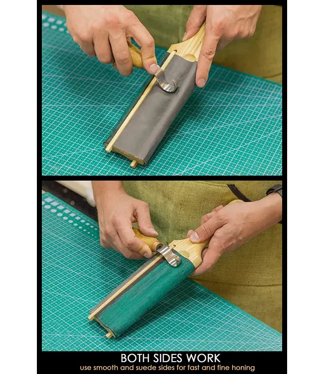 Beavercraft Dual Sided Leather Paddle Strop for Hook Knives & Gouges