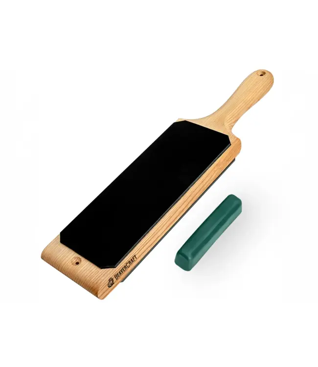 Beavercraft Dual Sided Leather Paddle Strop and Polishing Compound