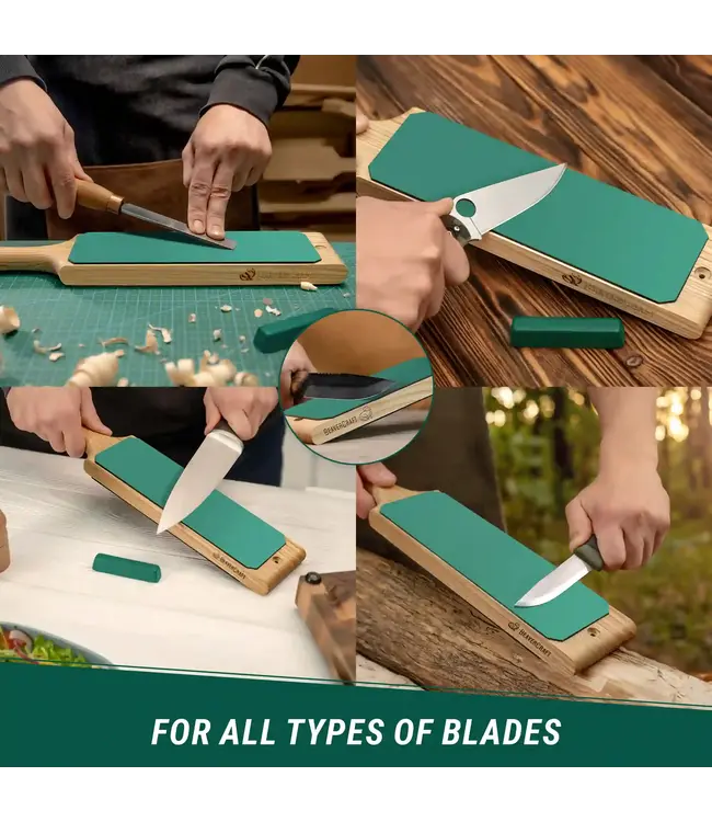 Beavercraft Dual Sided Leather Paddle Strop and Polishing Compound