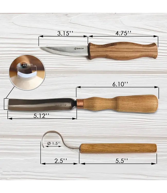 Beavercraft Spoon Carving Set with Gouge 3pc