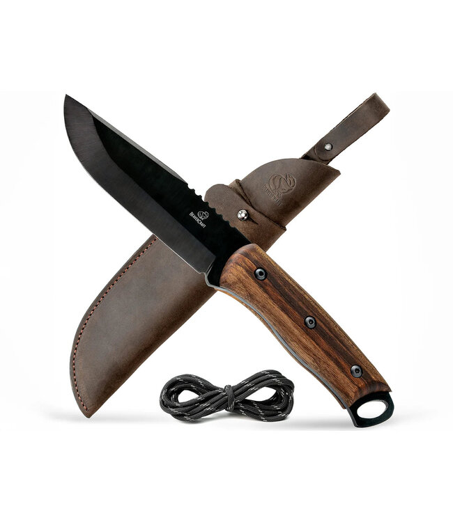 Beavercraft Big Bear Dusk Bushcraft Knife Carbon Steel Walnut Handle w/ Leather Sheath