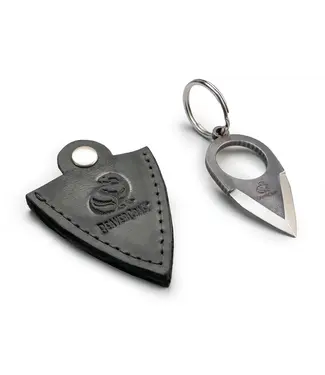 Beavercraft Small Keychain Knife w/Finger Ring and Leather Sheath