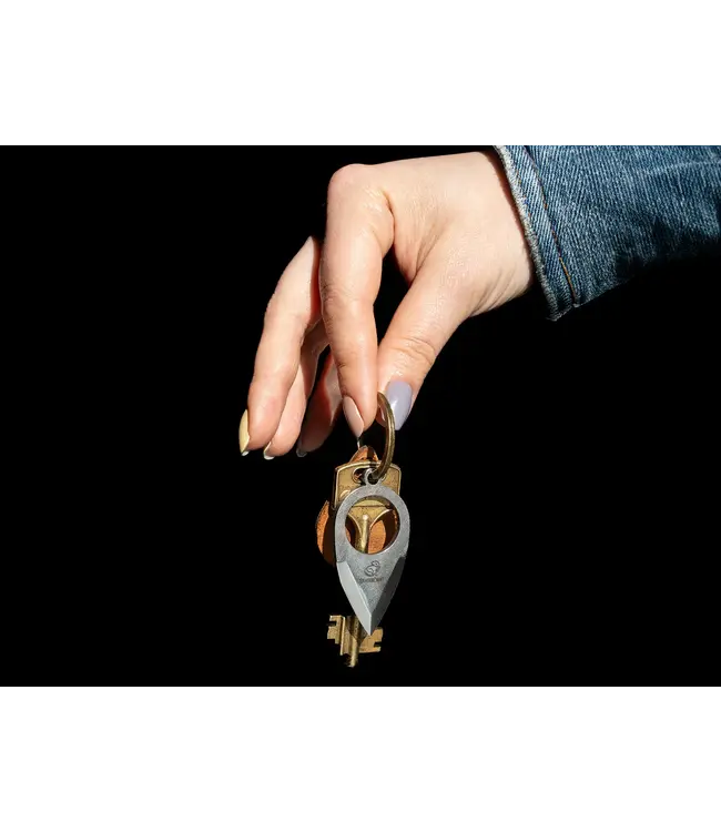 Beavercraft Small Keychain Knife w/Finger Ring and Leather Sheath