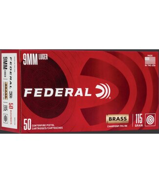 Ammo 9mm Luger 115gr FMJ RN 50rd
