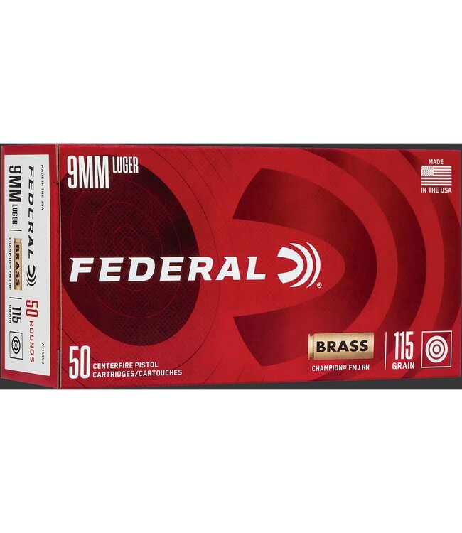 Ammo 9mm Luger 115gr FMJ RN 50rd