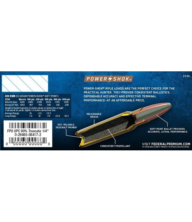 Power Shok Ammunition 223 Rem 55gr