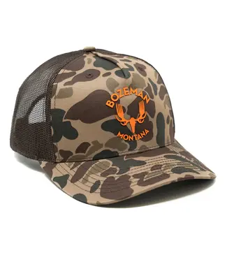 Meateater Bozeman Montana Trucker Hat Bark Duck Camo/ Brown