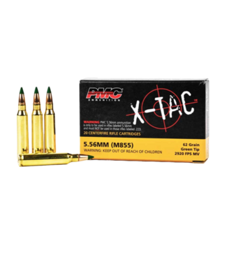 RIFLE AMMO 5.56 X 45MM 62gr FMJ GREEN TIP (M855)20rd