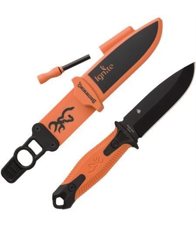 Browning Ignite 2 Knife w/Flint Fire Starter Orange
