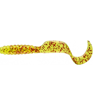 4" Twister Tail 10pc Chartreuse Red Flake