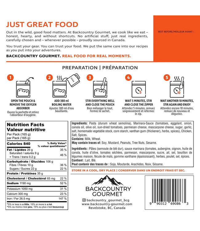 Backcountry Gourmet Backcountry Gourmet Chicken Parmigiana