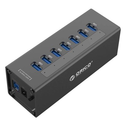 ORICO ORICO 7 Port Aluminum HUB with 12V2.5A Power Adapter and 3.3Ft. USB3.0 Date Cable - Black(A3H7)