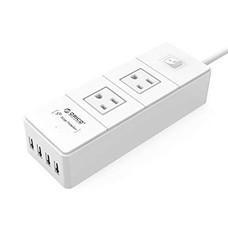 ORICO ORICO IPC-2A4U 2 Outlet Power Strip with Surge Protector, 4 USB Intelligence Charging Ports (5V 2.4A) - White