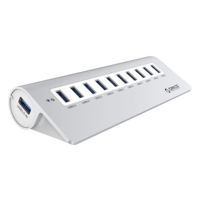 ORICO ORICO Aluminum 10 Port USB 3.0 Hub with 12V3A Power Adapter, 3.3FT USB 3.0 Cable, - Silver (M3H10)
