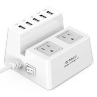 ORICO ORICO ODC-2A5U-US-WH Surge Protector Strip 5 USB Super Charging Ports w/ 2 Surge Outlets Stand For Tablet / Smart Phones US Plug - White