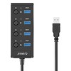 ORICO ORICO W9PH4-U3 Super Speed 4-Port USB 3.0 Hub with Individual Power Switch and LEDs- Black