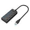 ORICO ORICO W9PH4-U3 Super Speed 4-Port USB 3.0 Hub with Individual Power Switch and LEDs- Black