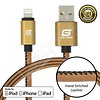 Gigacord Gigacord LeatherARMOR iPhone/iPad/iPod Lightning 8 pin Charge/Sync Cable w/Strain Relief, Premium Leather, Anodized Aluminum Connectors, Lifetime Warranty, Light Brown w/ Black Stitch (Choose Length)