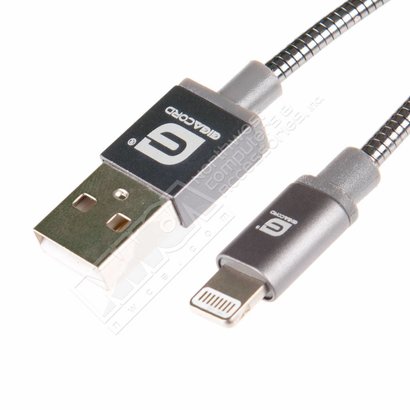 Gigacord 3Ft Gigacord MetalARMOR iPhone/iPad/iPod Lightning 8 pin Charge/Sync Cable w/Strain Relief, Metal Braiding, Ultra Slim Aluminum Connectors, 1 Year Warranty (Gunmetal Black)
