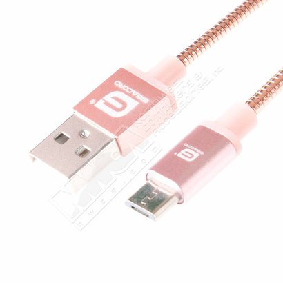 Gigacord 3Ft Gigacord MetalARMOR Samsung USB Micro 5-pin Charge/Sync Cable w/Strain Relief, Metal Braiding, Ultra Slim Aluminum Connectors, Lifetime Warranty (Rose Gold)