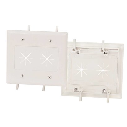 Cable Plate with Flexible Opening 2-Gang White