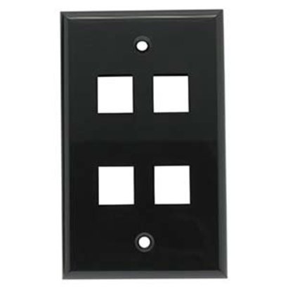 4 Port Keystone Wall Plate Black