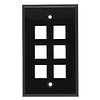 6 Port Keystone Wall Plate Black