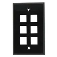 6 Port Keystone Wall Plate Black