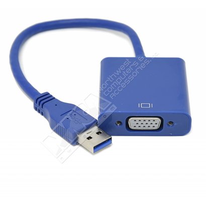 USB 3.0 Male to VGA Female Converter, Blue, Win7