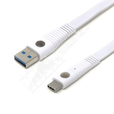 6ft. Flat Cable USB C to USB3.0 A Male Cable with Magnets White