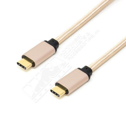 3ft. USB Type C to Type C with Gold Aluminium Case and Braid 480Mbps Cable