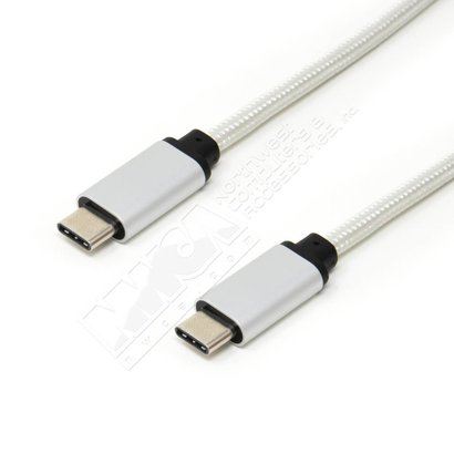 3ft. USB Type C to Type C with Silver Aluminium Case and Braid 480Mbps Cable