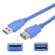 USB 3.0 A Male to A Female Cable Extension, Blue (Choose Length)