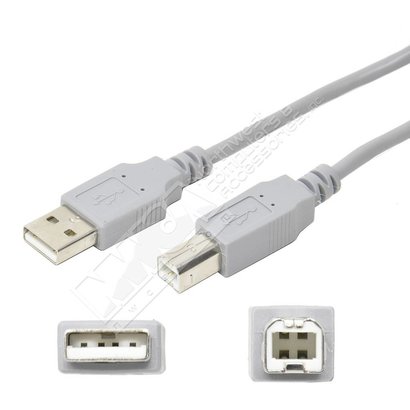 USB 2.0 A Male to B Male Printer Cable, Gray (3 - 10ft.)