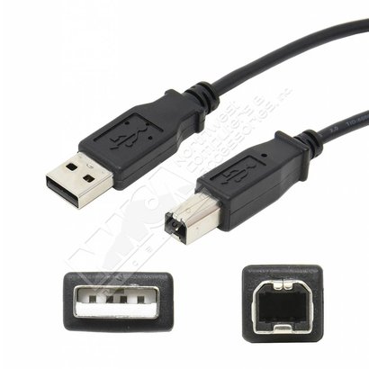 USB 2.0 A Male to B Male Printer Cable, Black (Choose Length)