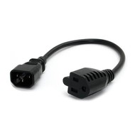 1Ft AC Power Adaptor NEMA 5-15J/IEC320 C14 Black Color, 18 AWG Power Cord, Black