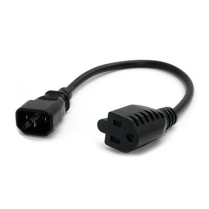AC Power Adaptor NEMA 5-15J/IEC320 C14 Black Color, 18 AWG Power Cord, Black