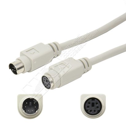PS2 Keyboard Mouse 6-pin M/F Extension Cable, Beige (3 - 50ft.)