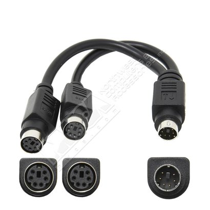 6 inch PS/2 Y Splitter Cable for Keyboard Mouse 6-pin, Black 6"