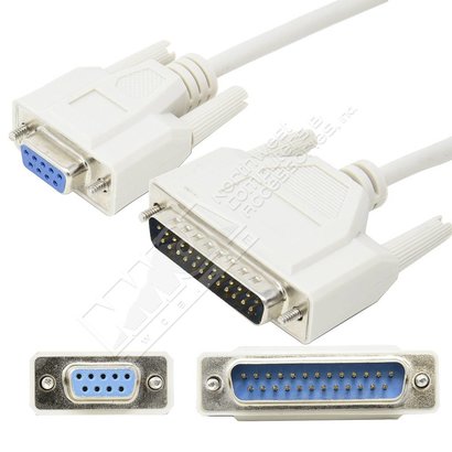 DB9-F/DB25-M Serial Modem Cable (6 - 10ft.)