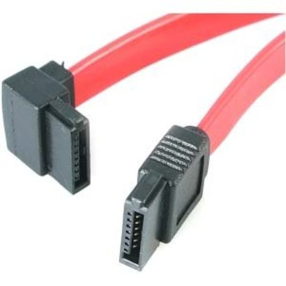 12" Internal SATA Cable, Left Angle to Straight, Red