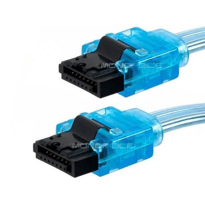 19" SATA Cable w/ Locking Latch Connector, UV Blue