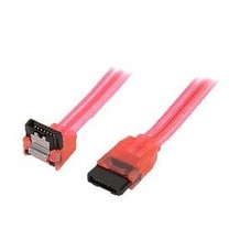SATA Cable Straight to 90 Degree, UV Red (Choose Length)