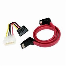 18" Red SATA locking latch Right Angle Cable + 4 Pin Molex to SATA Power Cable Adapter