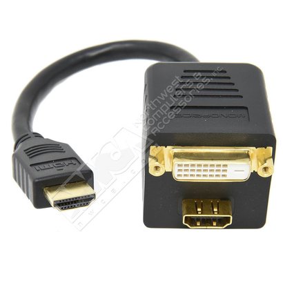 HDMI Male to HDMI Male & DVI Female Splitter Y Cable
